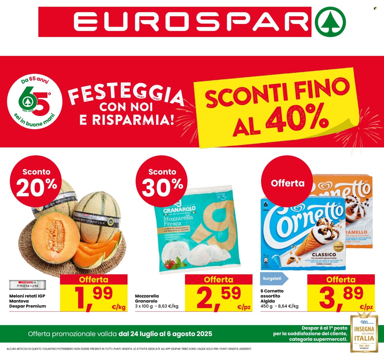 Volantino Eurospar - 24/7/2025 - 6/8/2025. Pagina 1