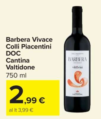 Barbera Vivace Colli Piacentini DOC Cantina Valtidone