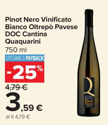 Pinot Nero Vinificato Bianco Oltrepò Pavese DOC Cantina Quaquarini