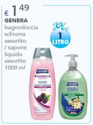 GENERA bagnodoccia schiuma assortito / sapone liquido assortito 1000 ml