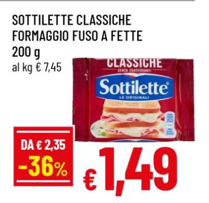 Sottilette Classiche Formaggio Fuso a Fette