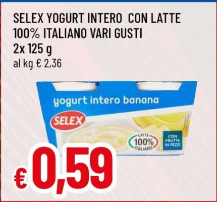 SELEX YOGURT INTERO CON LATTE 100% ITALIANO VARI GUSTI