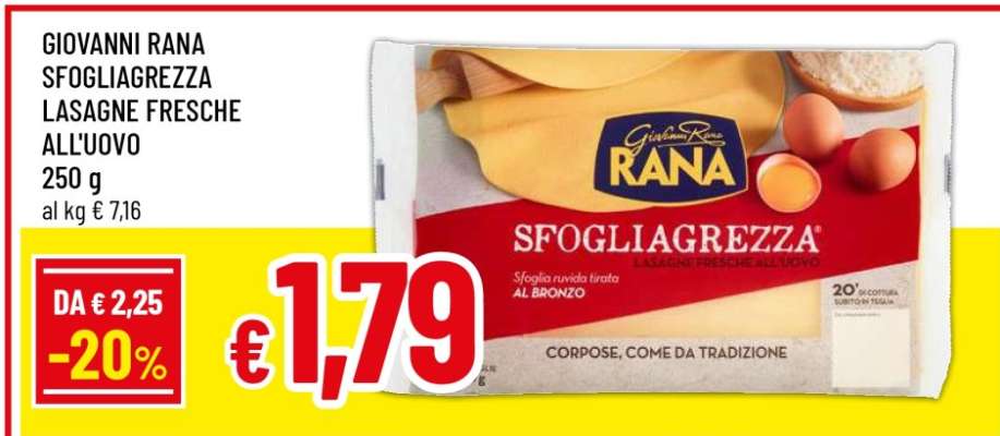 GIOVANNI RANA SFOGLIAGREZZA LASAGNE FRESCHE ALL'UOVO