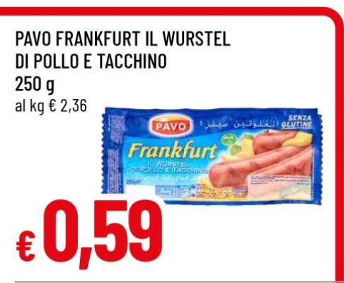 PAVO FRANKFURT IL WURSTEL DI POLLO E TACCHINO