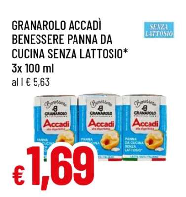 GRANAROLO ACCADÌ BENESSERE PANNA DA CUCINA SENZA LATTOSIO