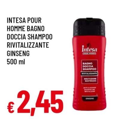 Intesa Pour Homme Bagno Doccia Shampoo Rivitalizzante Ginseng