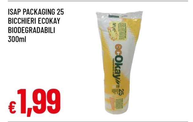 ISAP PACKAGING 25 BICCHIERI ECOKAY BIODEGRADABILI 300ml