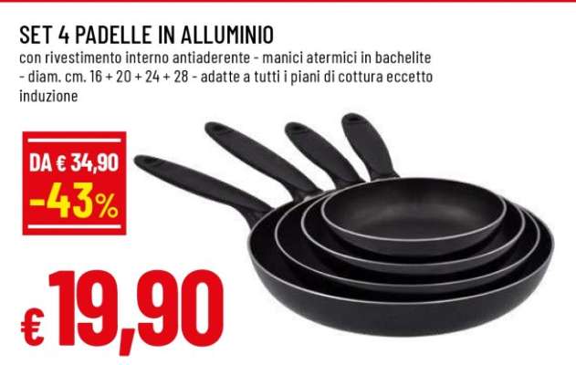 SET 4 PADELLE IN ALLUMINIO