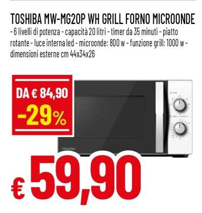 TOSHIBA MW-MG20P WH GRILL FORNO MICROONDE
