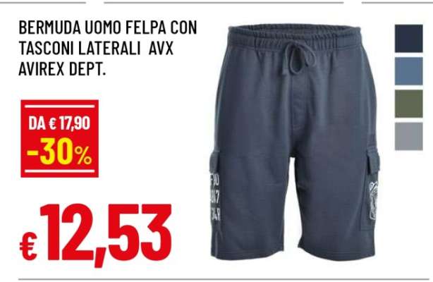 BERMUDA UOMO FELPA CON TASCONI LATERALI AVX AVIREX DEPT.