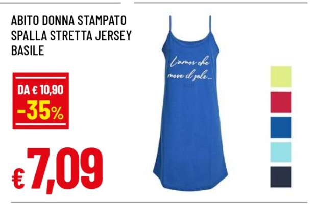 ABITO DONNA STAMPATO SPALLA STRETTA JERSEY BASILE