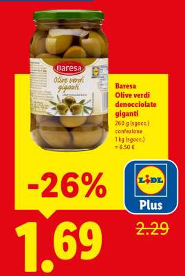 Baresa Olive verdi denocciolate giganti