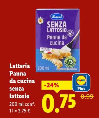 Latteria Panna da cucina senza lattosio