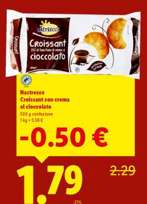 Nastreccce Croissant con crema al cioccolato