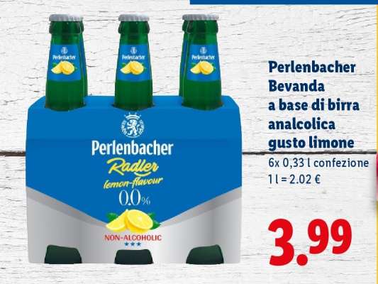 Perlenbacher Bevanda a base di birra analcolica gusto limone