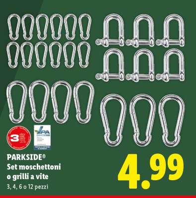 PARKSIDE® Set moschettoni o grilli a vite