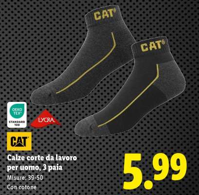 CAT Calze corte da lavoro per uomo, 3 paia