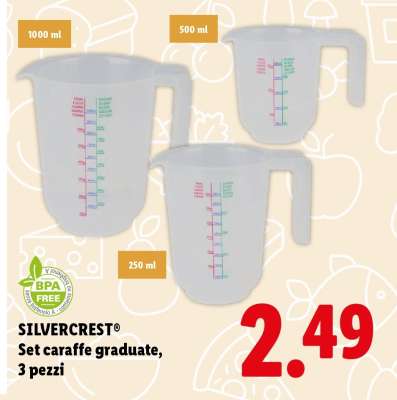 SILVERCREST® Set caraffe graduate, 3 pezzi