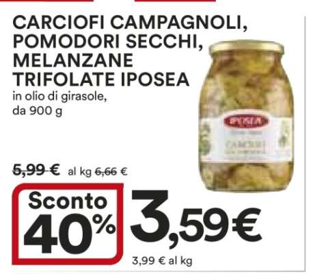 CARCIOFI CAMPAGNOLI, POMODORI SECCHI, MELANZANE TRIFOLATE IPOSEA