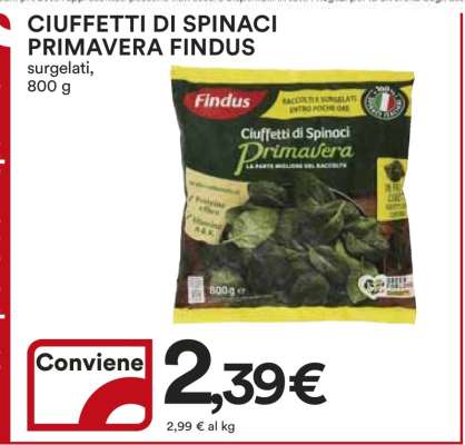 CIUFFETTI DI SPINACI PRIMAVERA FINDUS