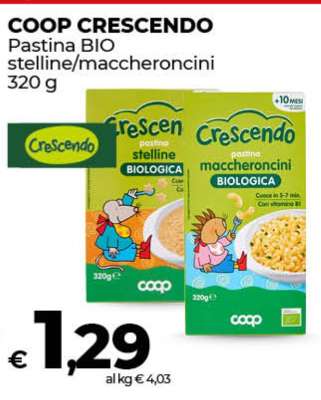 COOP CRESCENDO Pastina BIO stelline/maccheroncini 320 g