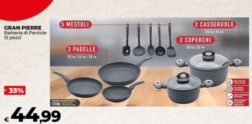 GRAN PIERRE Batteria di Pentole 12 pezzi