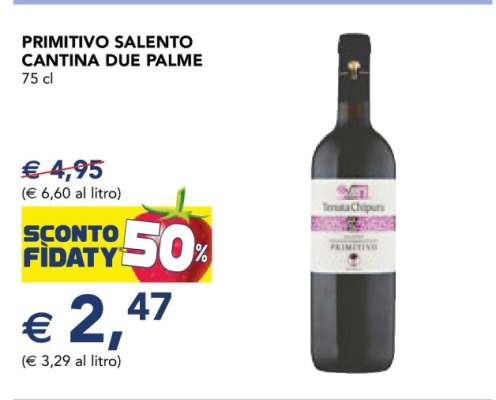 PRIMITIVO SALENTO CANTINA DUE PALME 75 cl