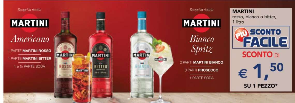 MARTINI rosso, bianco o bitter, 1 litro