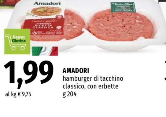 AMADORI hamburger di tacchino classico, con erbette