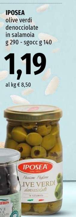 IPOSEA olive verdi denocciolate in salamoia