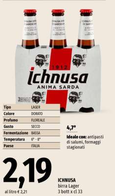 ICHNUSA birra Lager