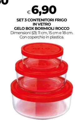SET 3 CONTENITORI FRIGO IN VETRO