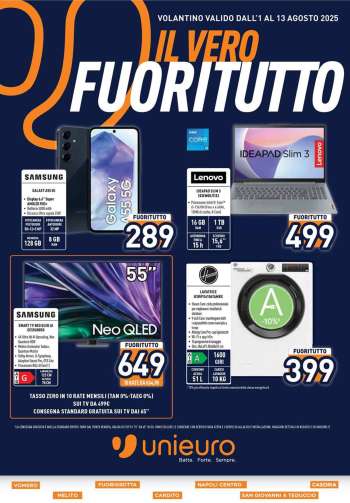 Volantino Unieuro - 1/8/2025 - 13/8/2025.