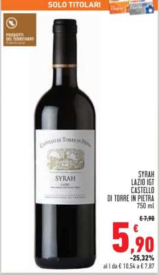 Syrah Lazio IGT Castello di Torre in Pietra