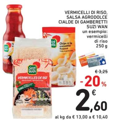 Vermicelli di riso, Salsa agrodolce, Cialde di gamberetti SUZI WAN