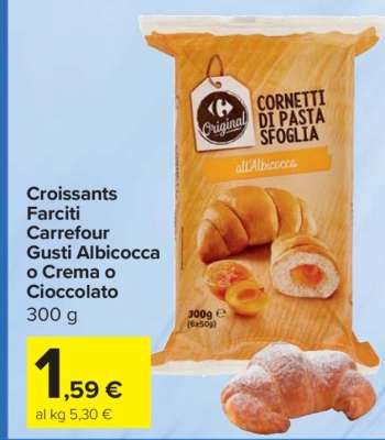 Croissants Farciti Carrefour Gusti Albicocca o Crema o Cioccolato