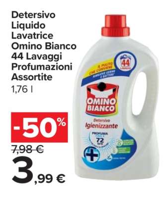 Detersivo Liquido Lavatrice Omino Bianco 44 Lavaggi Profumazioni Assortite