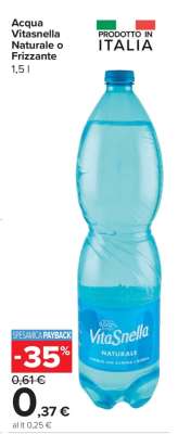 Acqua Vitasnella Naturale o Frizzante