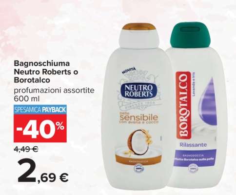 Bagnoschiuma Neutro Roberts o Borotalco
