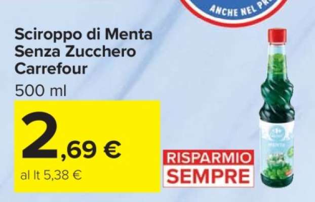 Sciroppo di Menta Senza Zucchero Carrefour
