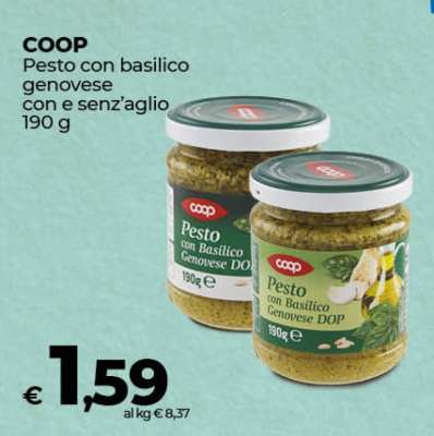 COOP Pesto con basilico genovese con e senz'aglio