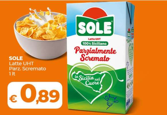 SOLE Latte UHT Parz. Scremato 1 Lt