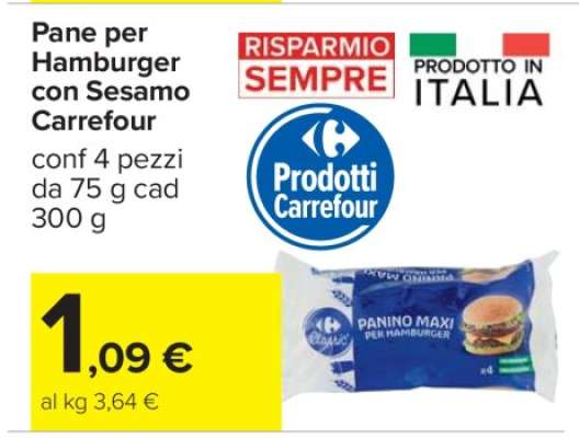 Pane per Hamburger con Sesamo Carrefour