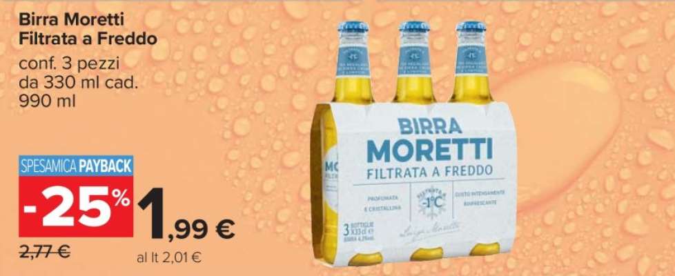 Birra Moretti Filtrata a Freddo