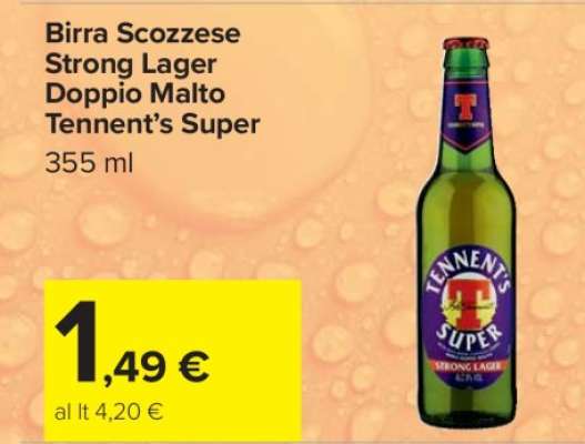 Birra Scozzese Strong Lager Doppio Malto Tennent’s Super