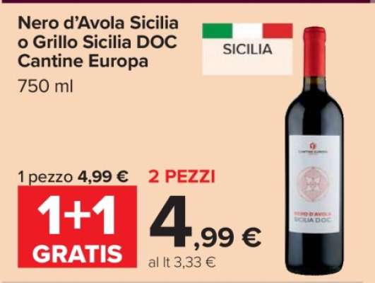 Nero d’Avola Sicilia o Grillo Sicilia DOC Cantine Europa