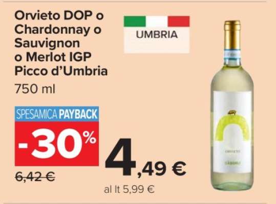 Orvieto DOP o Chardonnay o Sauvignon o Merlot IGP Picco d’Umbria