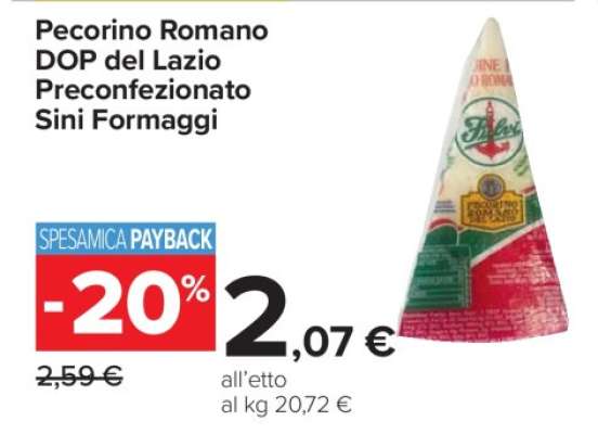 Pecorino Romano DOP del Lazio Preconfezionato Sini Formaggi