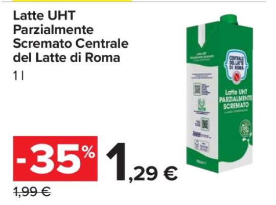 Latte UHT Parzialmente Scremato Centrale del Latte di Roma
