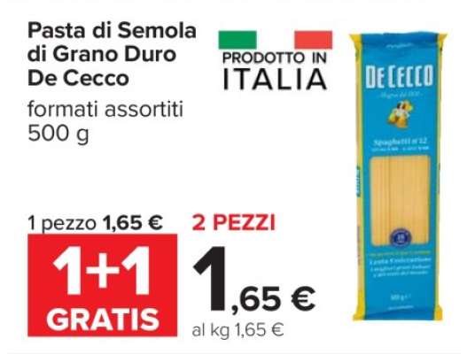 PASTA DI SEMOLA DI GRANO DURO DE CECCO